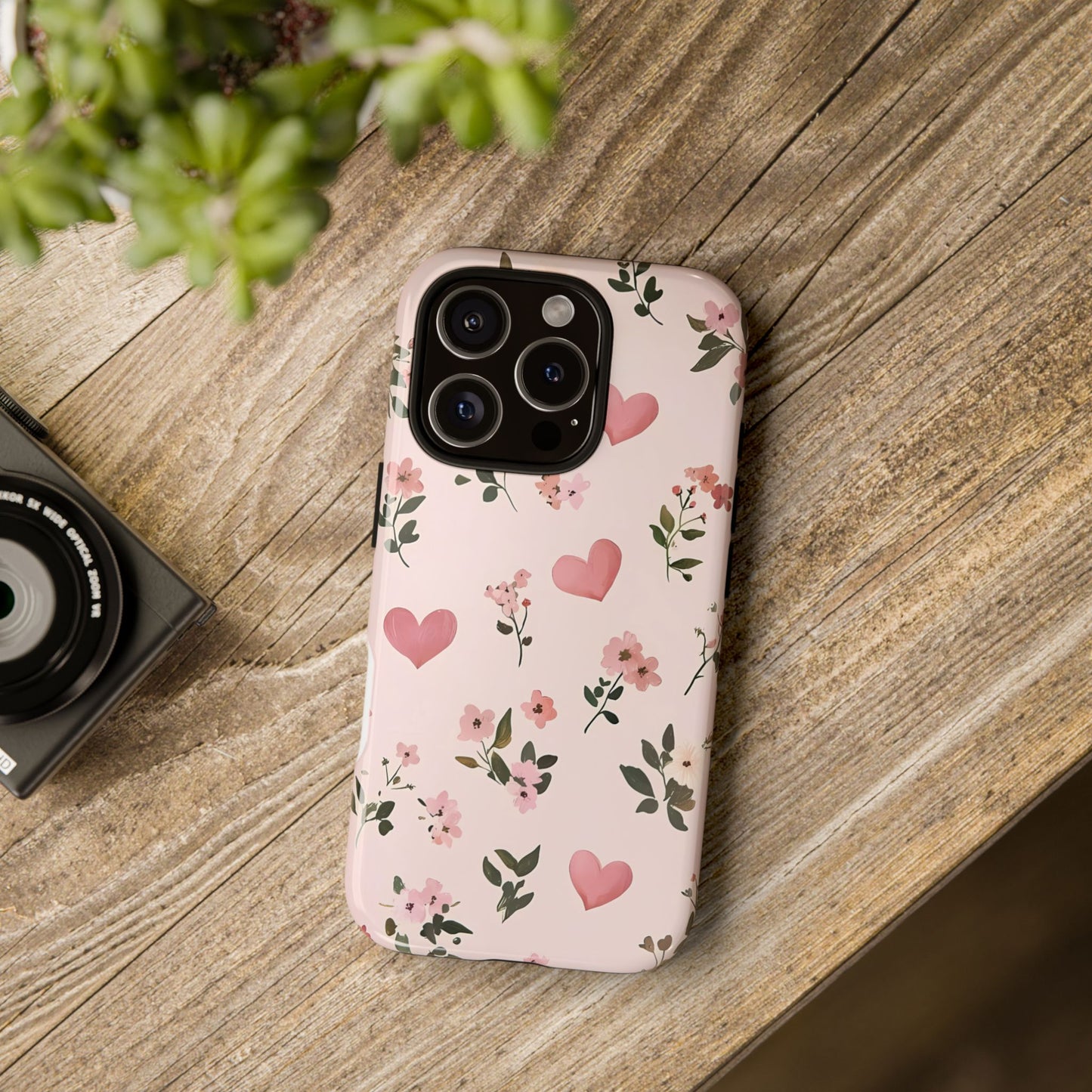 iPhone Case – Cute Pink Heart Flower Design