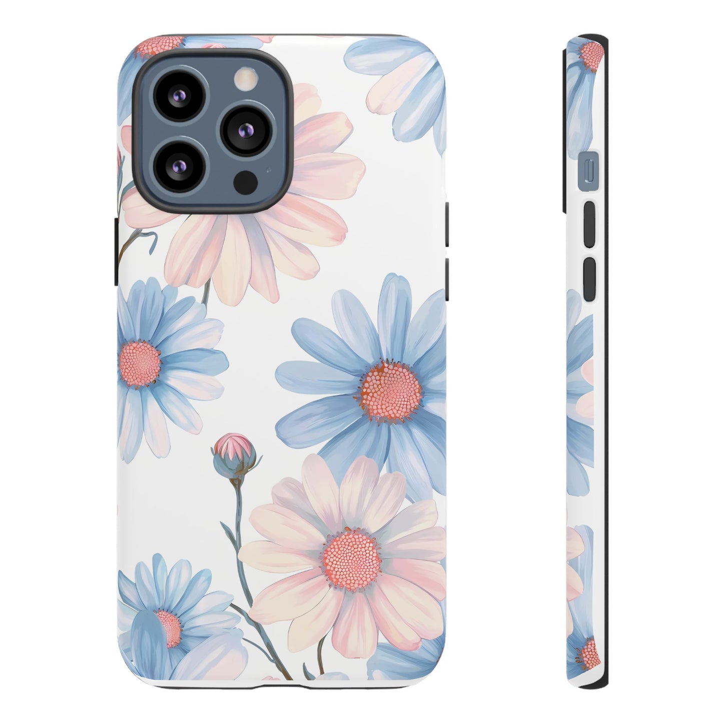 Cute iPhone Case – Blue and Pink Flowers