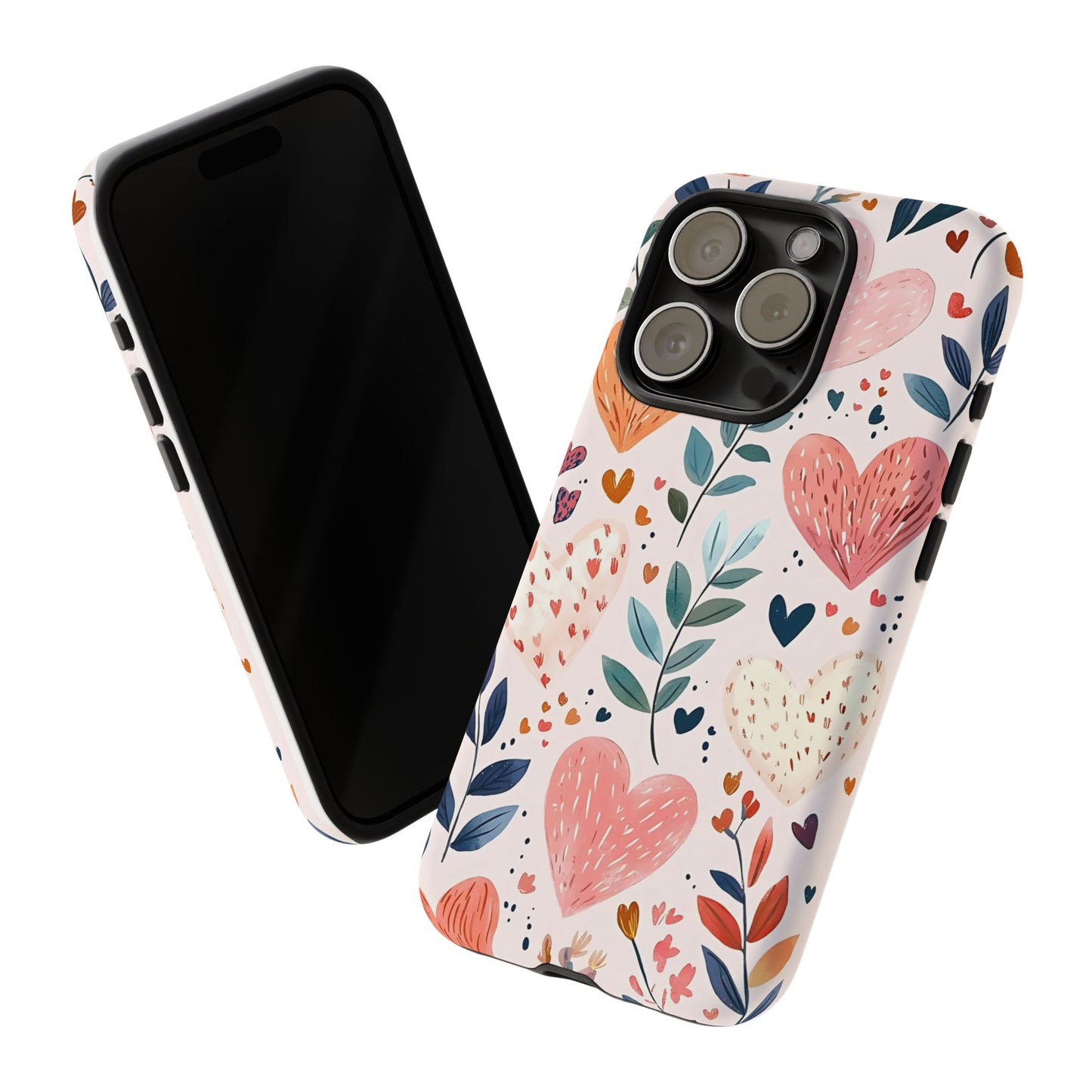 iPhone Case Cute Pink Heart Flower Phone Case Durable Trendy iPhone Tech Accessories