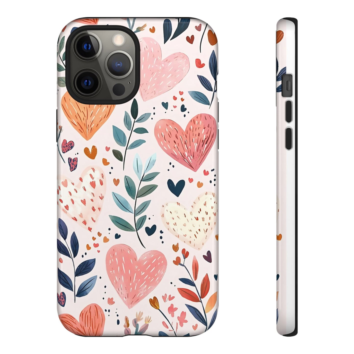 iPhone Case Cute Pink Heart Flower Phone Case Durable Trendy iPhone Tech Accessories