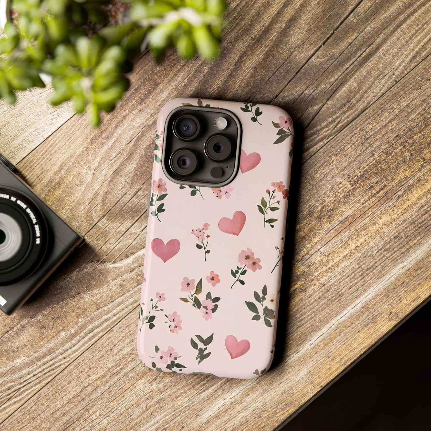 iPhone Case – Cute Pink Heart Flower Design