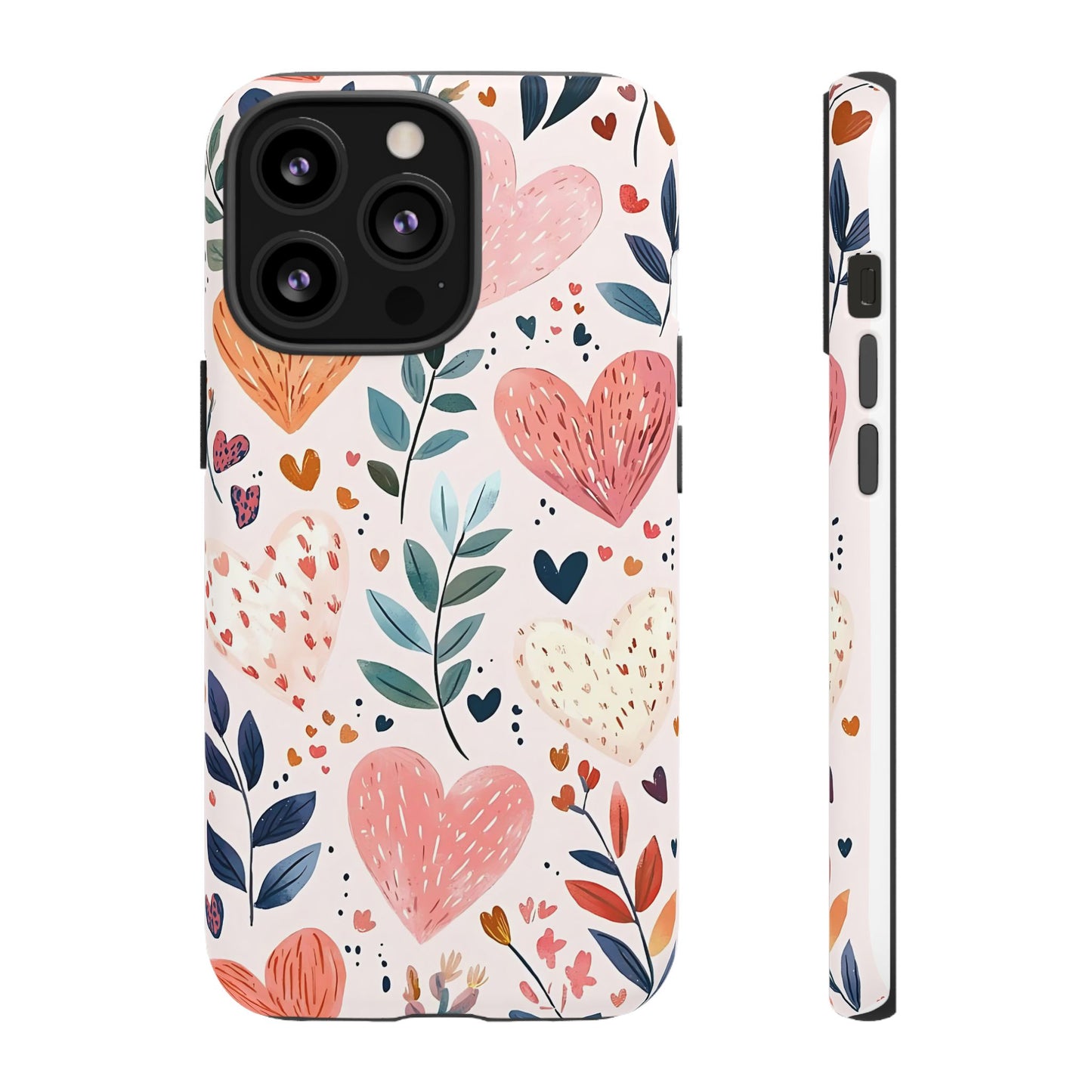 iPhone Case Cute Pink Heart Flower Phone Case Durable Trendy iPhone Tech Accessories