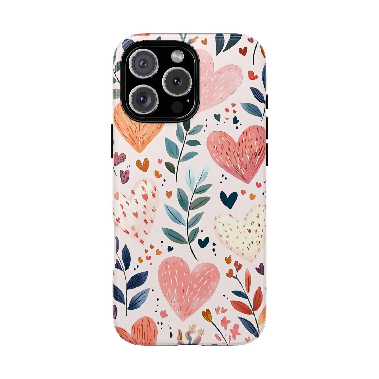 iPhone Case Cute Pink Heart Flower Phone Case Durable Trendy iPhone Tech Accessories