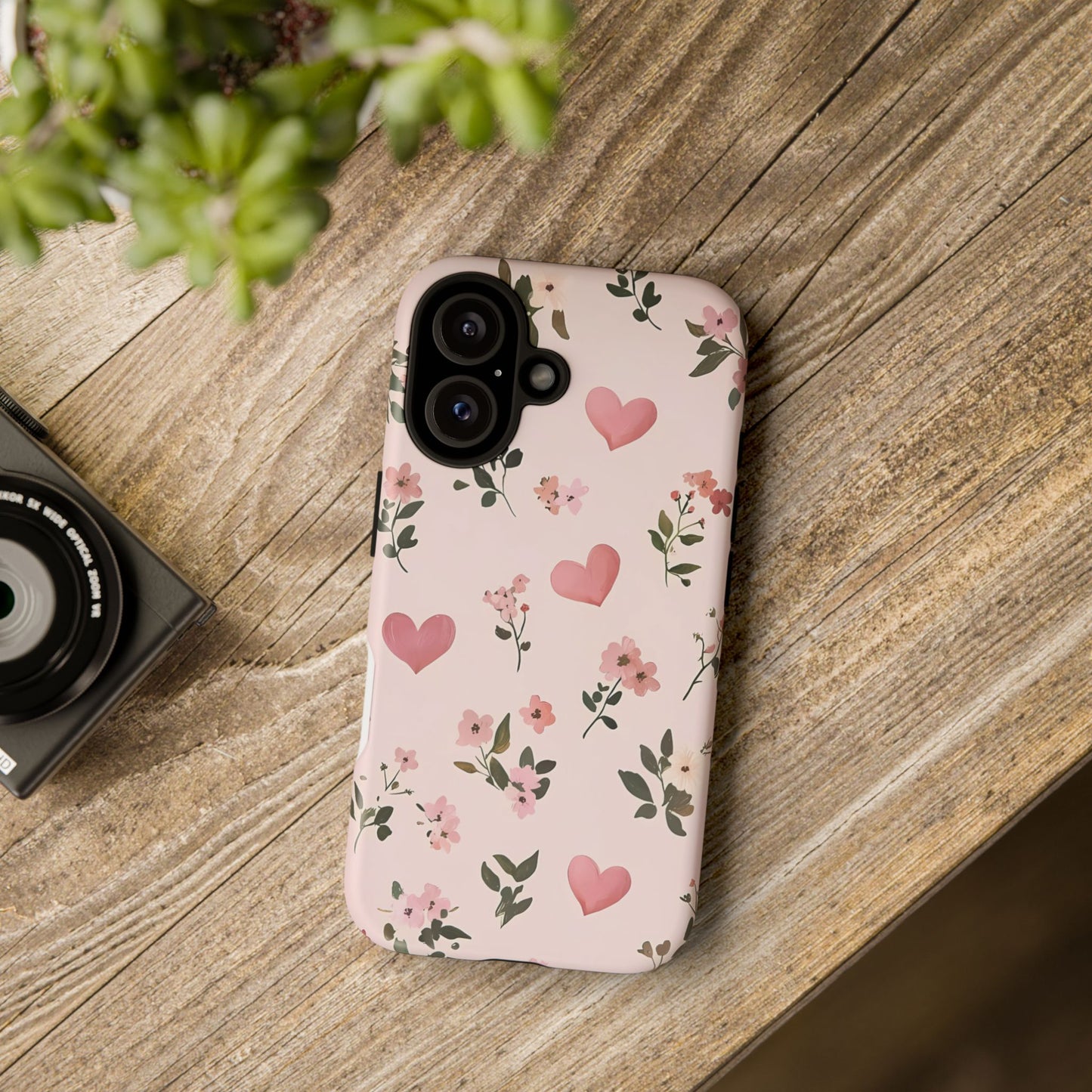 iPhone Case – Cute Pink Heart Flower Design