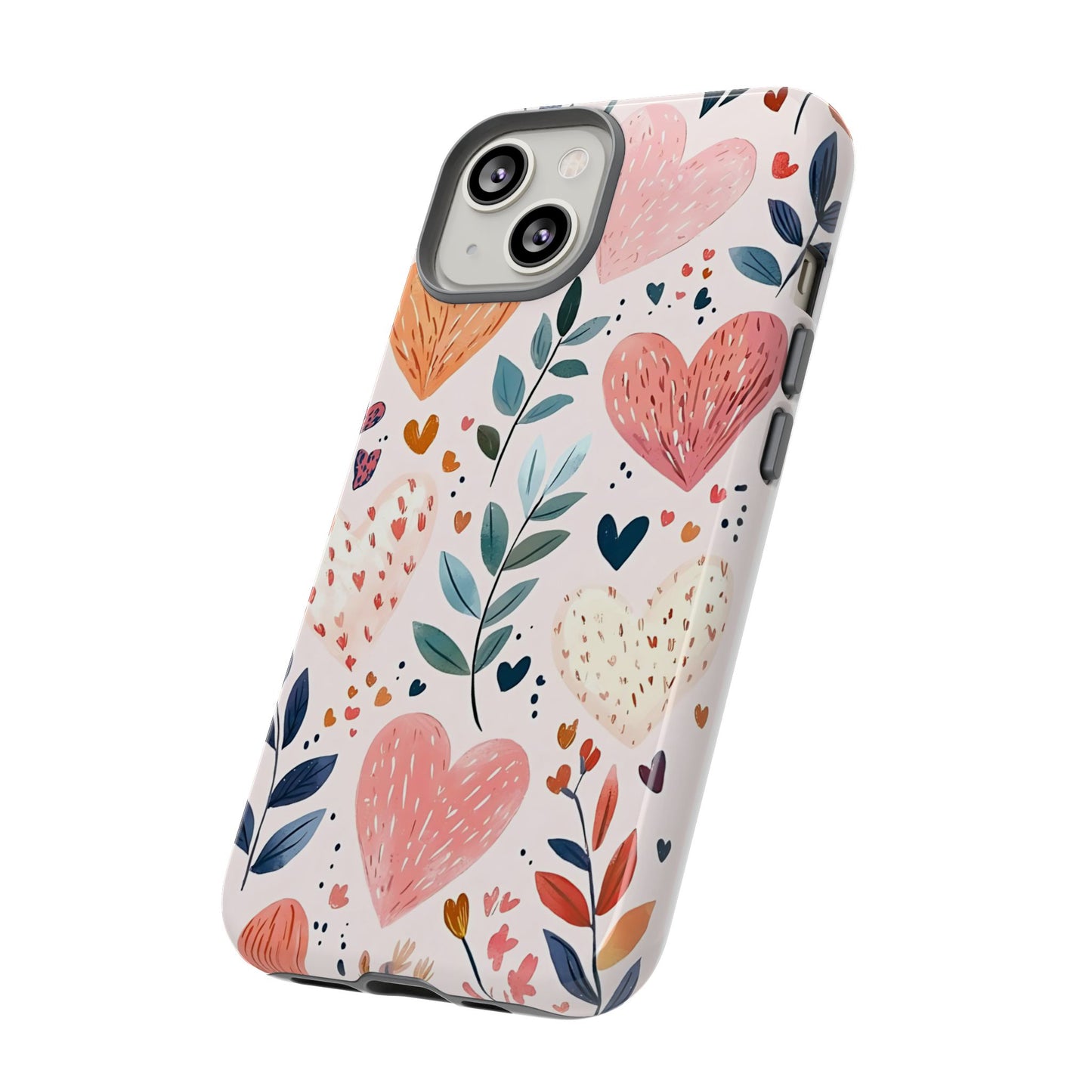 iPhone Case Cute Pink Heart Flower Phone Case Durable Trendy iPhone Tech Accessories