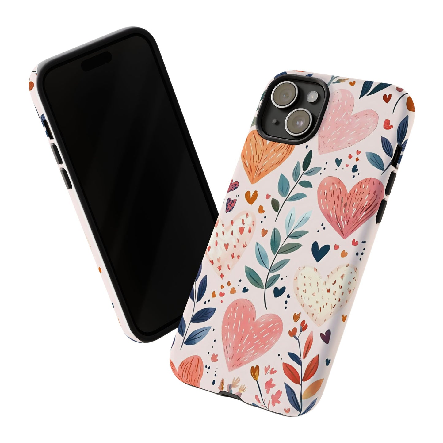 iPhone Case Cute Pink Heart Flower Phone Case Durable Trendy iPhone Tech Accessories