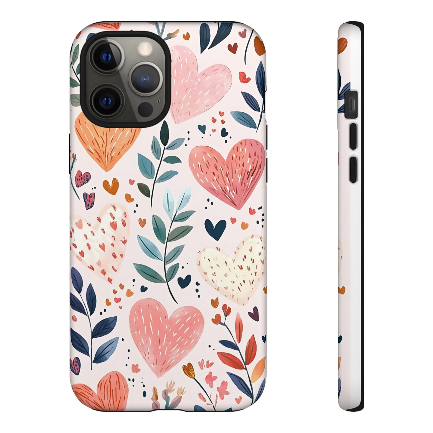 iPhone Case Cute Pink Heart Flower Phone Case Durable Trendy iPhone Tech Accessories