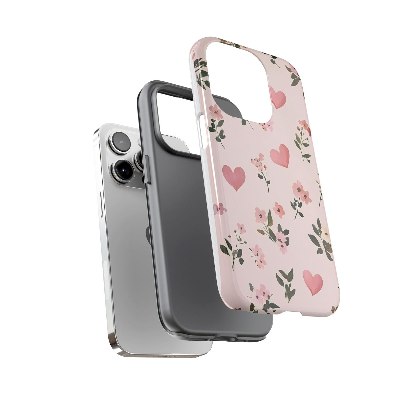 iPhone Case – Cute Pink Heart Flower Design