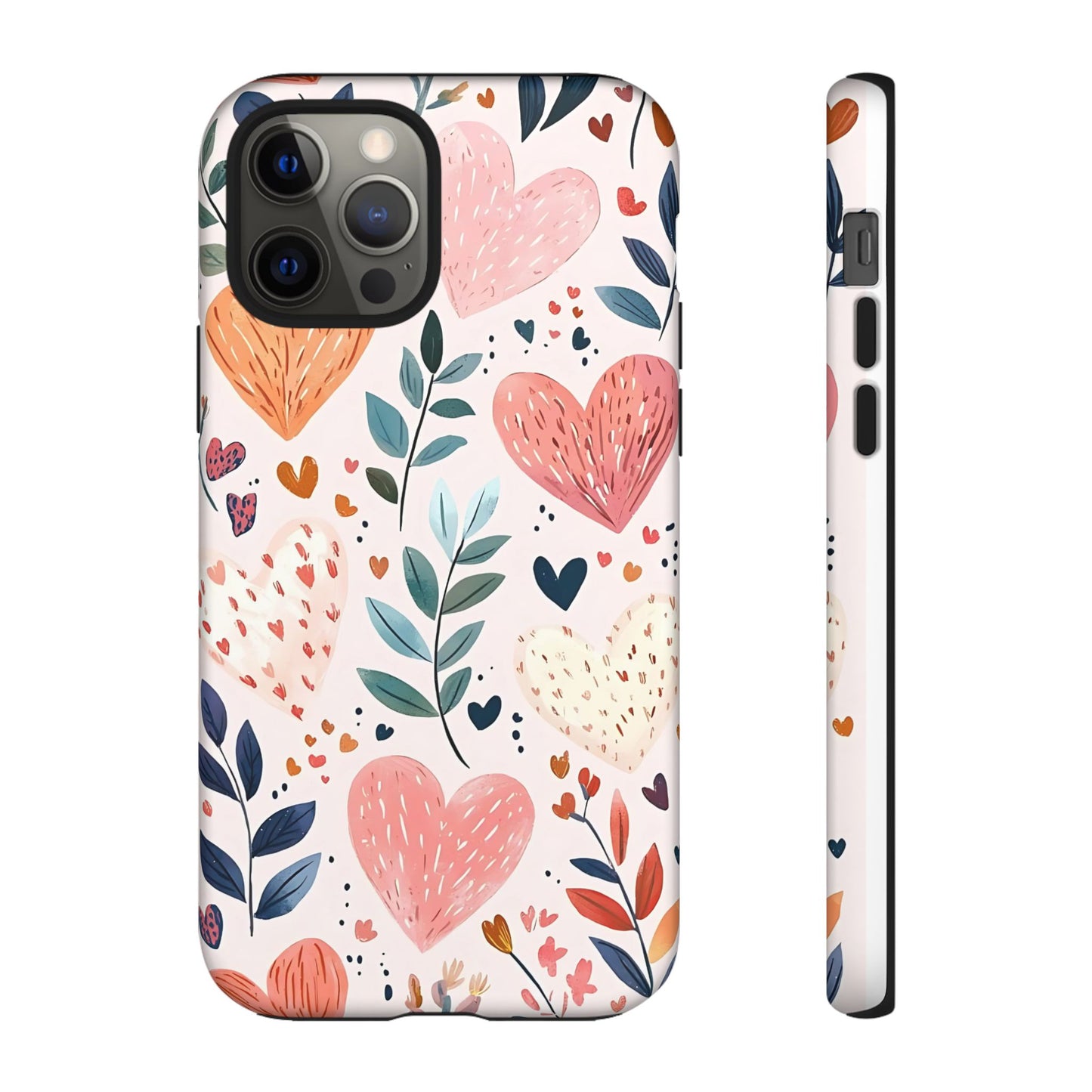 iPhone Case Cute Pink Heart Flower Phone Case Durable Trendy iPhone Tech Accessories