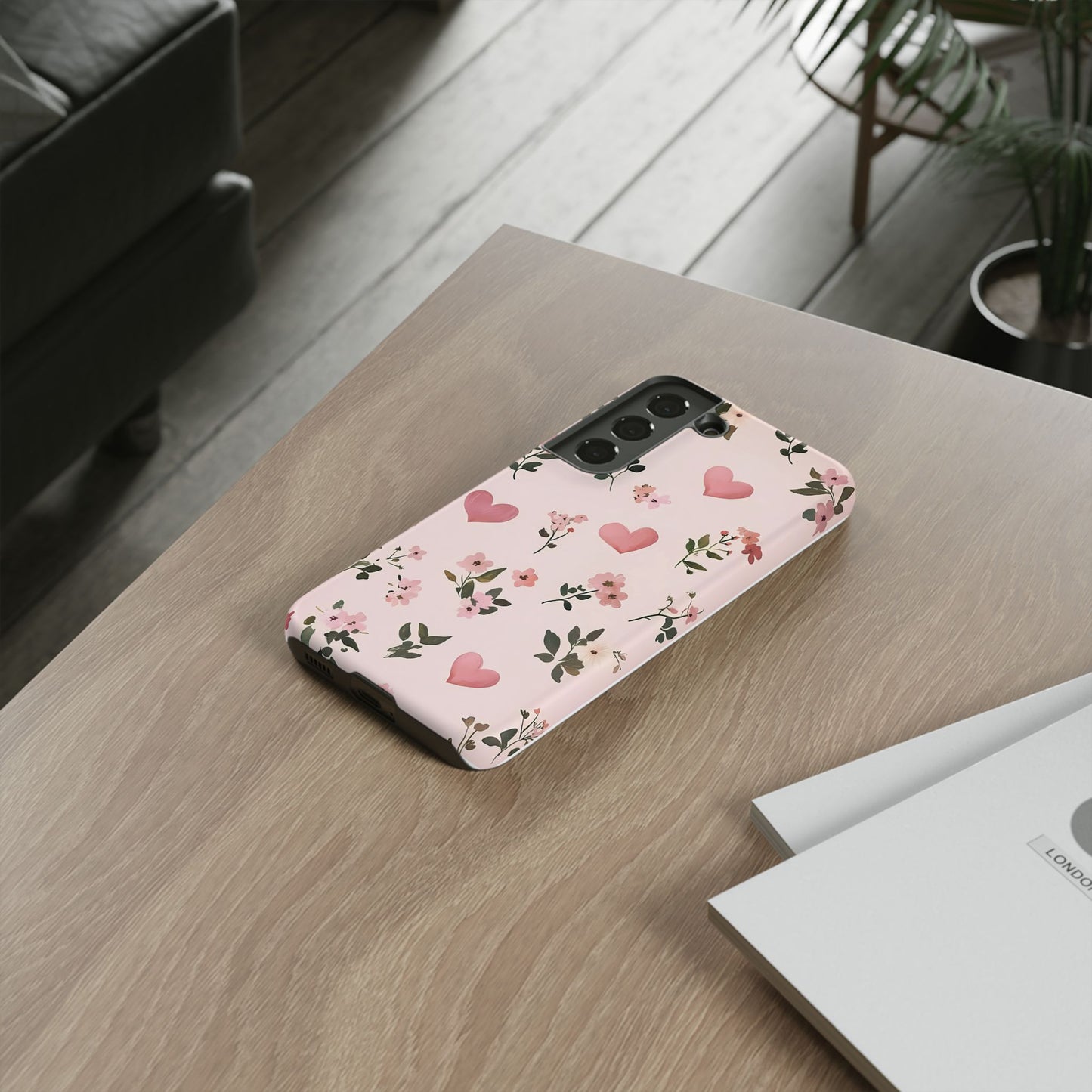 iPhone Case – Cute Pink Heart Flower Design