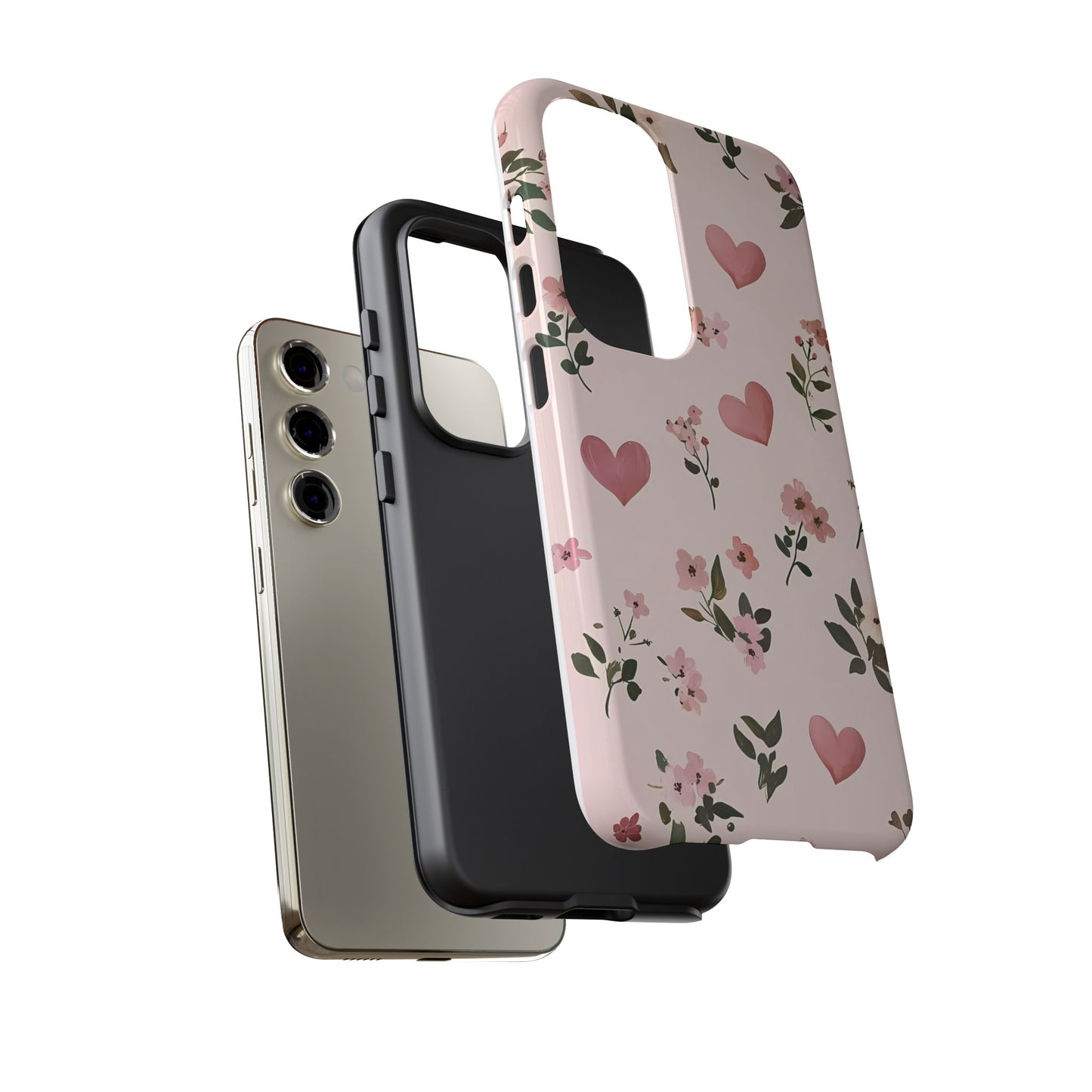 iPhone Case – Cute Pink Heart Flower Design