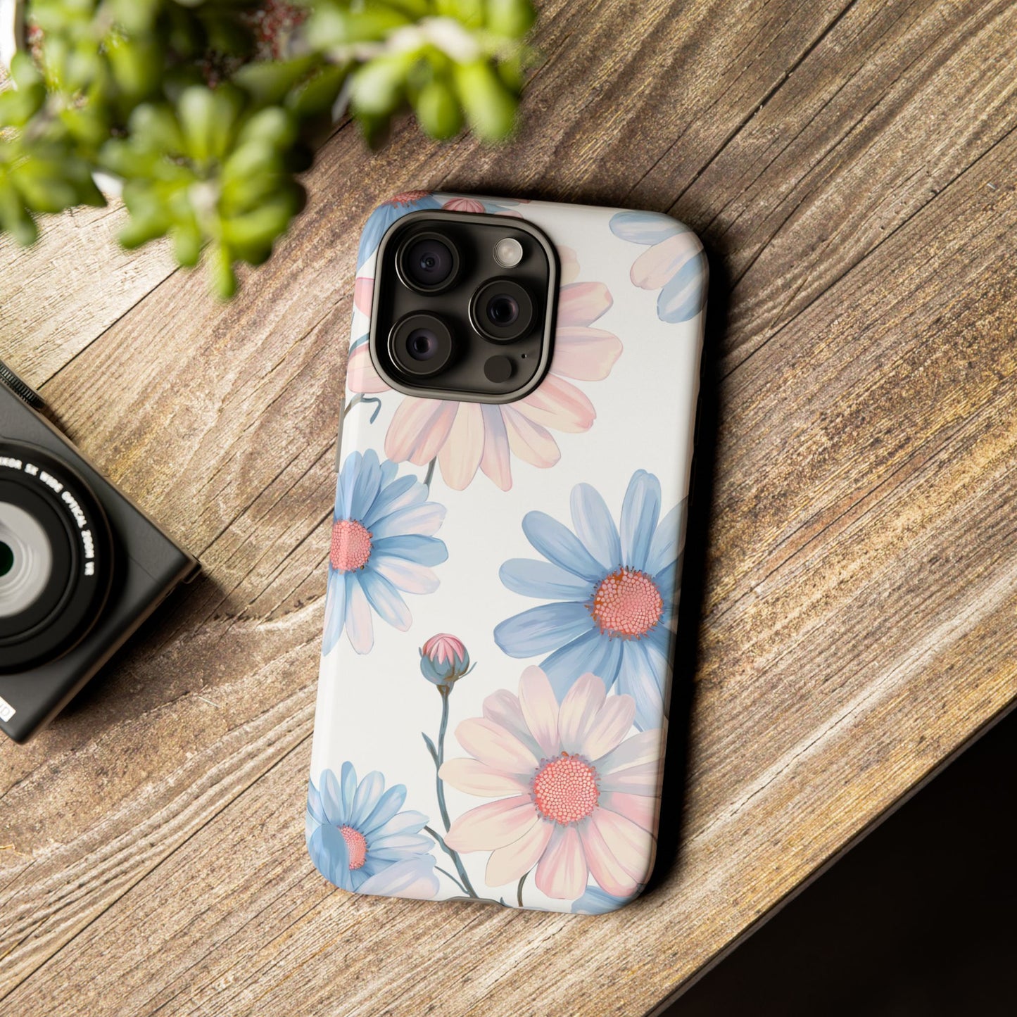 Cute iPhone Case – Blue and Pink Flowers