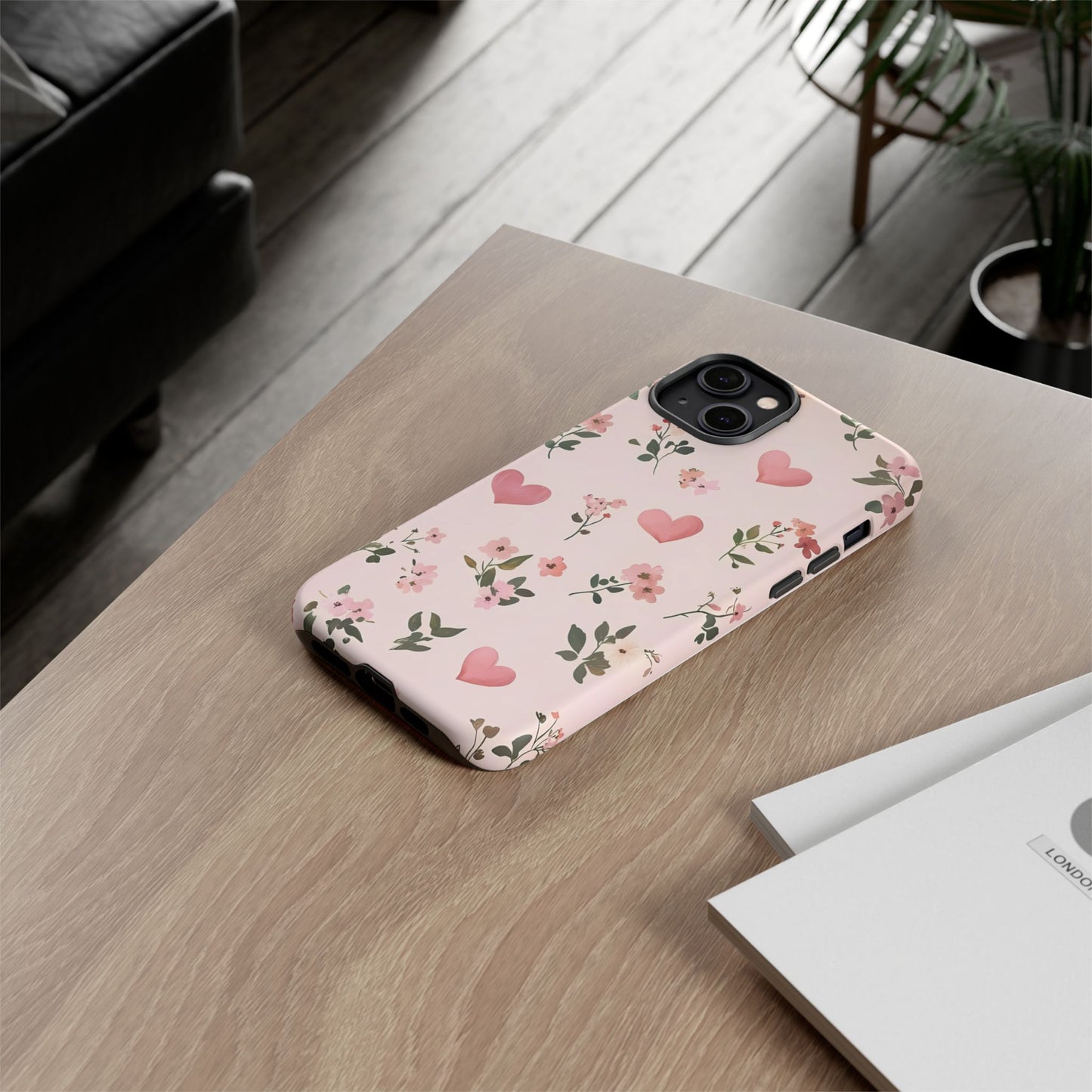 iPhone Case – Cute Pink Heart Flower Design