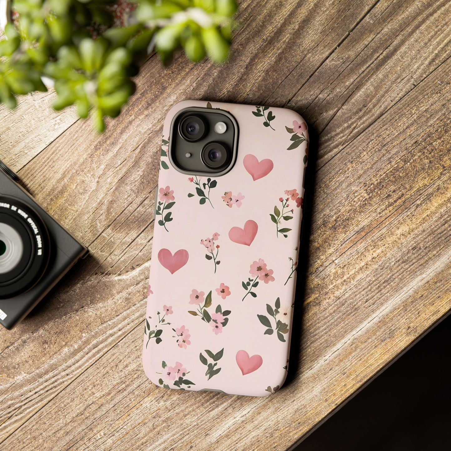 iPhone Case – Cute Pink Heart Flower Design